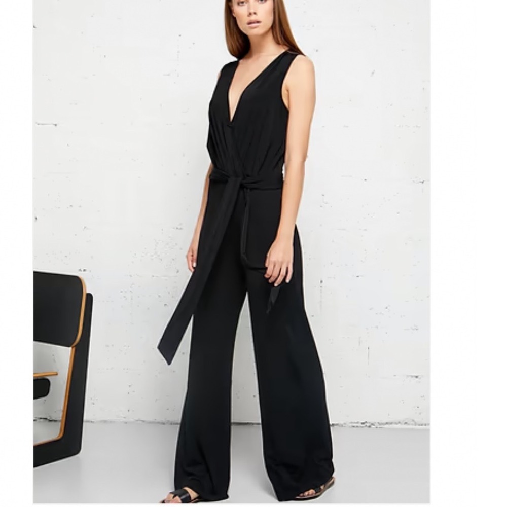 ANATOMIE New Harper Wrinkle‎ Free Jersey Jumpsuit Wide Leg Size Small